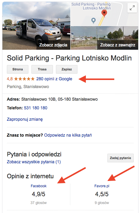 wizytówka Solid Parking - Parking Lotnisko Modlin w Google